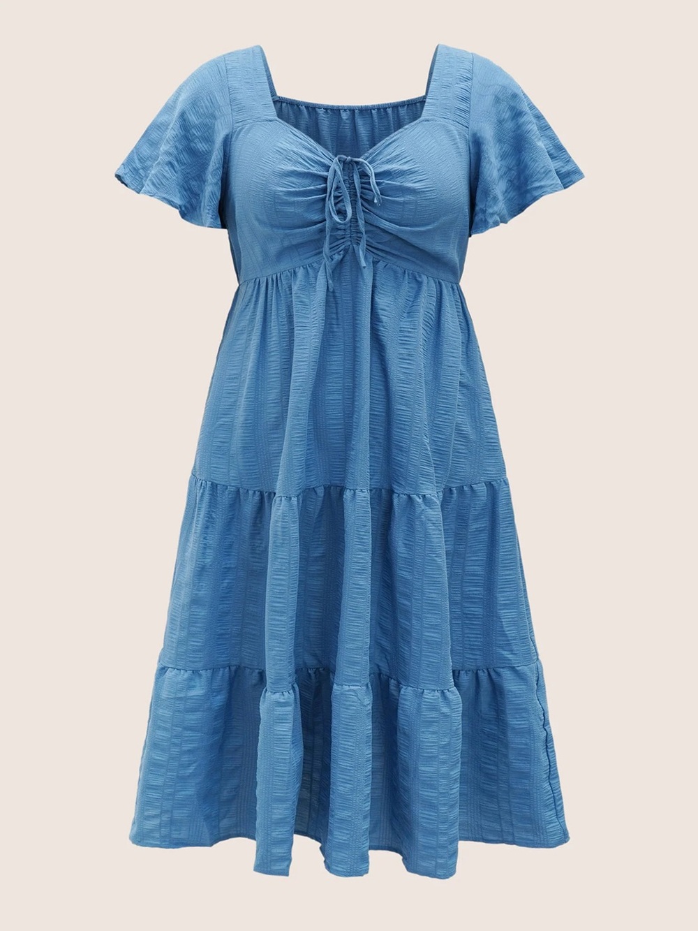 💙 BLOOMCHIC RUCHED DRAWSTRING TIERED DRESS – SIZE 12
